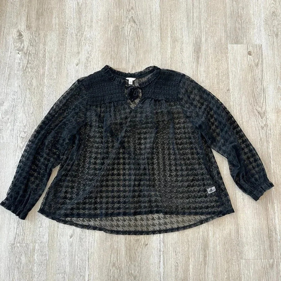 Womens Cato Black Mesh Blouse - 22/24W - Picture 1 of 6
